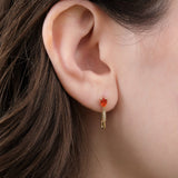 Loren Stewart Jewelry Earrings Mini Diamond Fire Opal Safety Pin Fire Opal