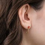 Loren Stewart Jewelry Earrings Mini Diamond Fire Opal Safety Pin Fire Opal