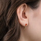 Loren Stewart Jewelry Earrings Mini Diamond Fire Opal Safety Pin Fire Opal