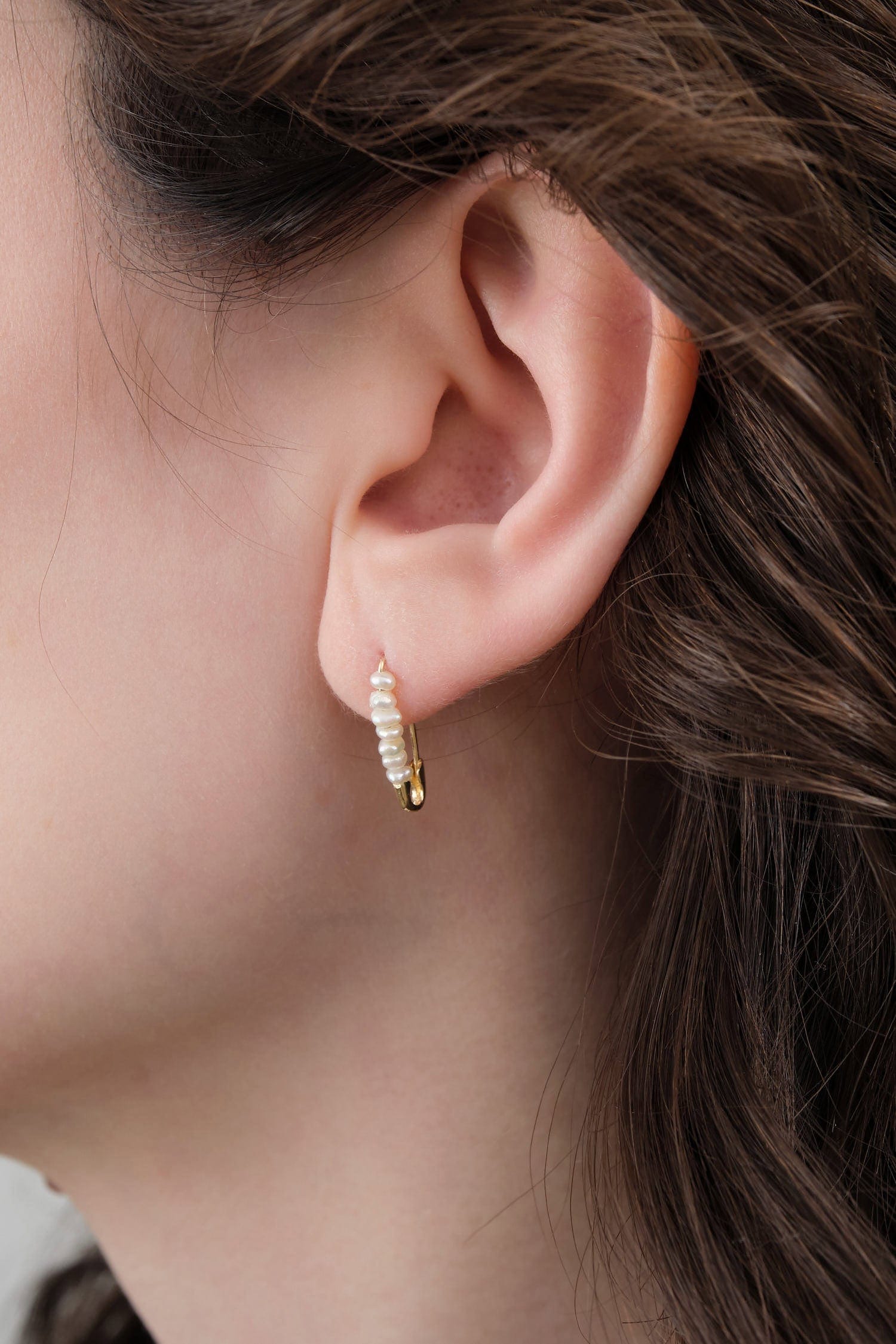 Loren Stewart Jewelry Earrings Mini Friendship Safety Pin Pearl