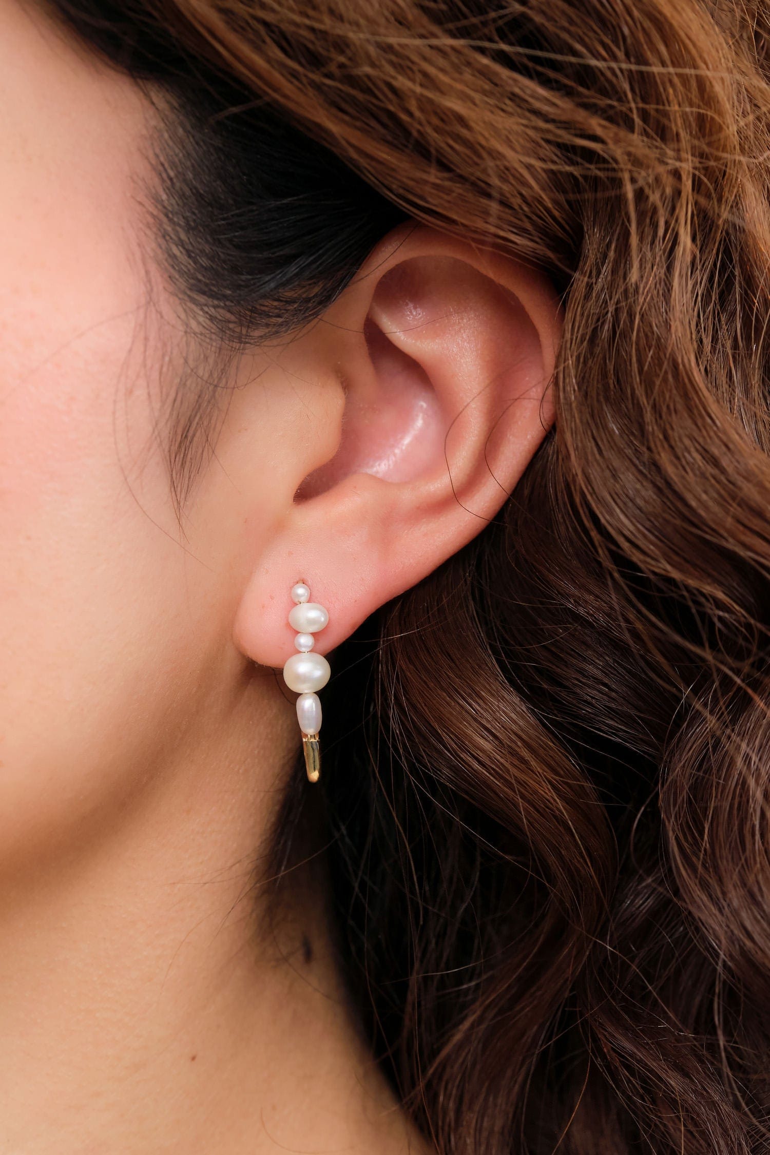 Loren Stewart Jewelry Earrings Mixed Pearl Safety Pin 14K Yellow Gold / Single