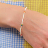 Loren Stewart Jewelry Bracelets Seed Pearl & Opal Safety Pin Bracelet 14K Yellow Gold / 7" Chain