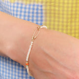 Loren Stewart Jewelry Bracelets Seed Pearl & Opal Safety Pin Bracelet 14K Yellow Gold / 7" Chain