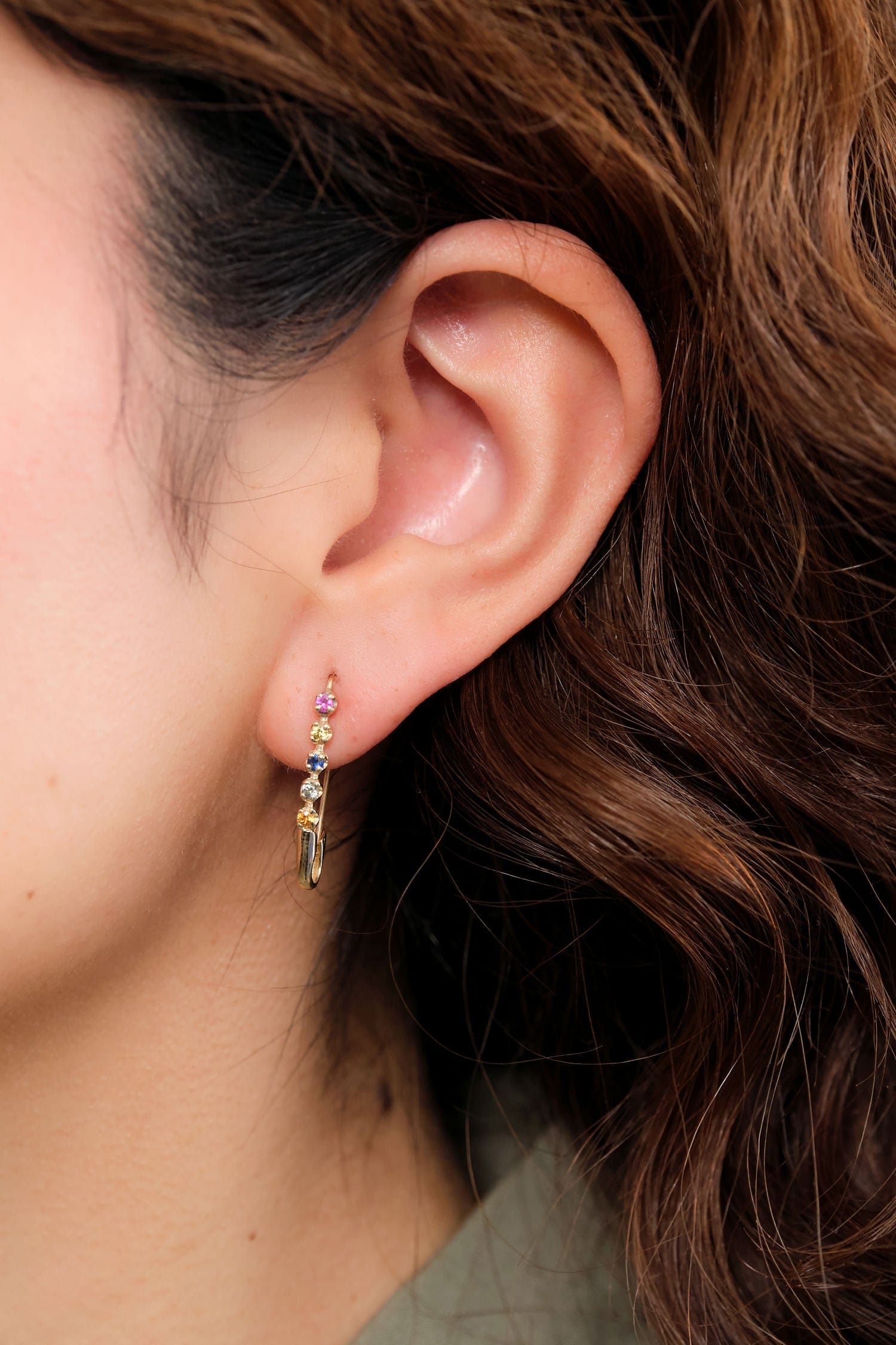 Loren Stewart Jewelry Earrings Sunset Safety Pin 14K Yellow Gold / Single