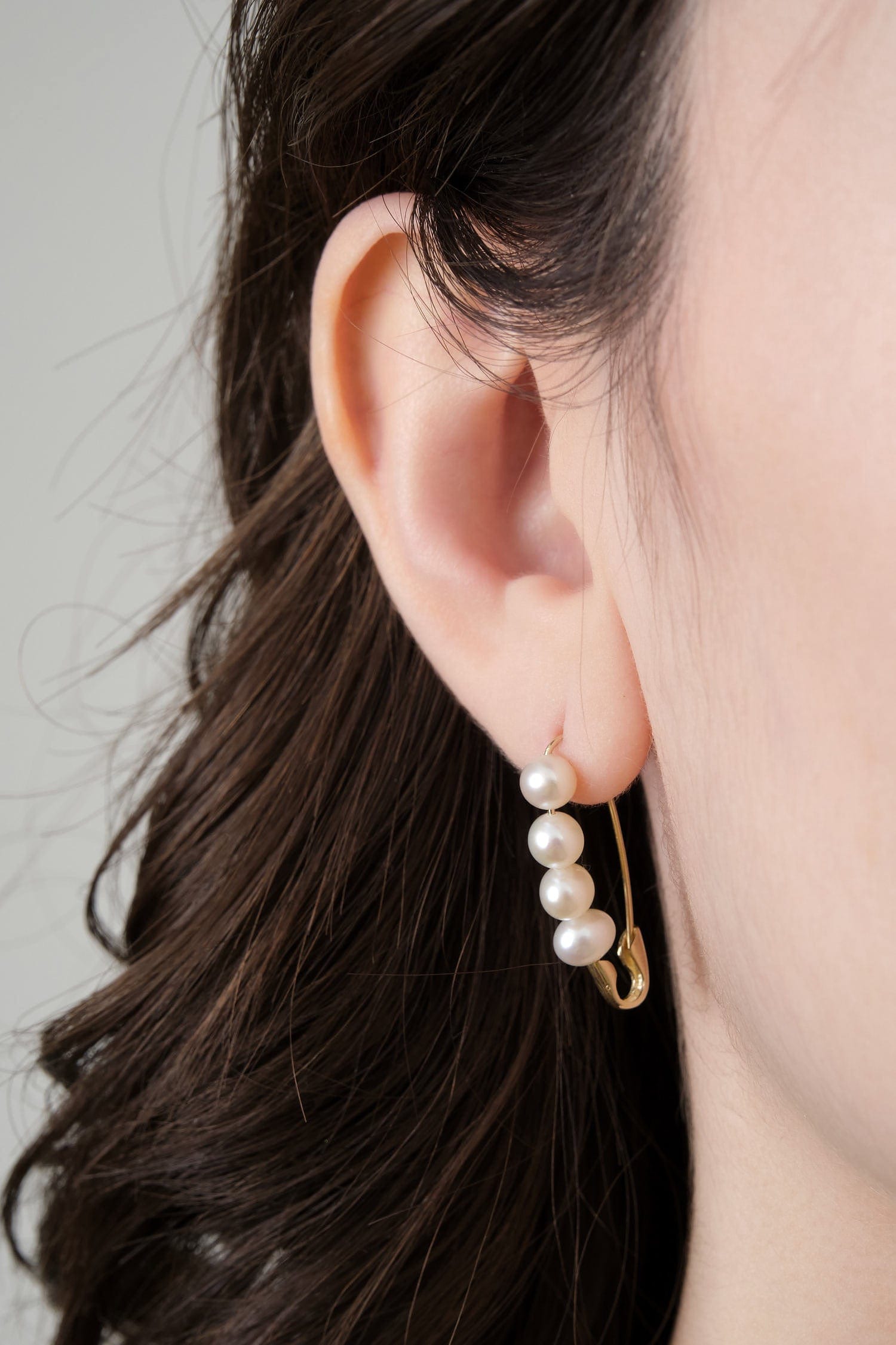 Loren Stewart Jewelry Earrings XL Pearl Safety Pin Pearl
