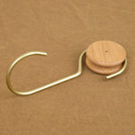 Lostine Home Objects Carter Peg and Hook Wood and Brass / 8" L X 3.25" W