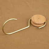 Lostine Home Objects Carter Peg and Hook Wood and Brass / 8" L X 3.25" W