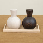 Lostine Home Kitchen Serving Salt and Pepper Shaker Set White and Dark Wash / 3.25" H X 2.5" D
