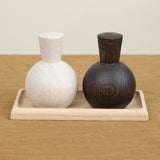 Lostine Home Kitchen Serving Salt and Pepper Shaker Set White and Dark Wash / 3.25" H X 2.5" D