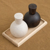 Lostine Home Kitchen Serving Salt and Pepper Shaker Set White and Dark Wash / 3.25" H X 2.5" D