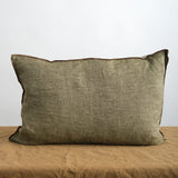 Maison De Vacances Home Pillows 16" X 24" Washed Linen Vice Versa Cushion in Kaki Kaki/Givre / 16" X 24"