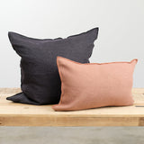 Maison De Vacances Home Pillows 26" X 26" Crumpled Washed Linen Vice Versa Cushion in Charbon Charbon/Anthracite / 26" X 26"