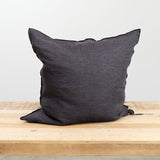 Maison De Vacances Home Pillows 26" X 26" Crumpled Washed Linen Vice Versa Cushion in Charbon Charbon/Anthracite / 26" X 26"