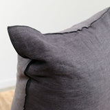 Maison De Vacances Home Pillows 26" X 26" Crumpled Washed Linen Vice Versa Cushion in Charbon Charbon/Anthracite / 26" X 26"