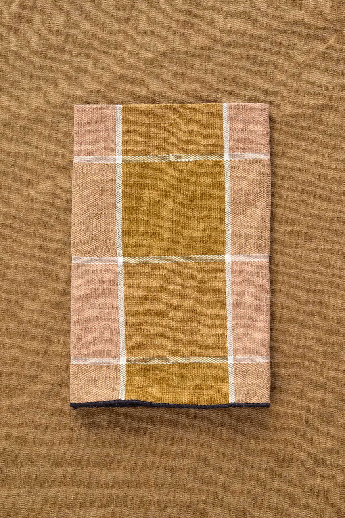 Maison De Vacances Home Kitchen Napkins Canvas Mimi Nara Napkin Havane/Noir / 17" X 17"