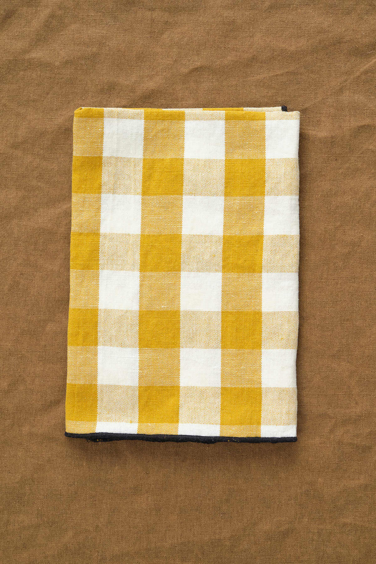 Maison De Vacances Home Kitchen Napkins Canvas Mimi Vichy Napkin Ocre/Noir / 18" x 18"
