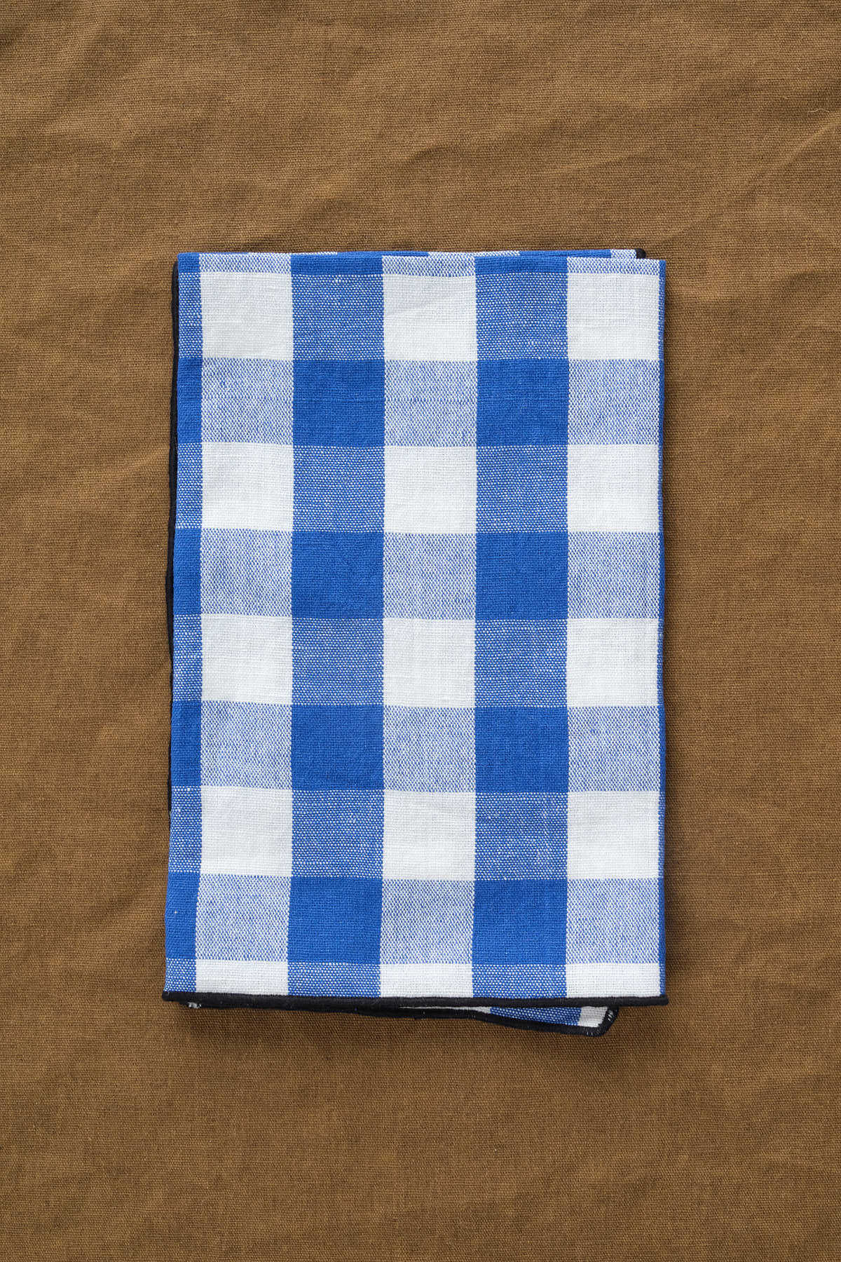 Maison De Vacances Home Kitchen Napkins Canvas Mimi Vichy Napkin Cobalt/Noir / 18" x 18"