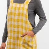 Maison De Vacances Home Kitchen Aprons Canvas Vintage Vichy Apron in Mangue Mangue / 35.5" X 31.5"