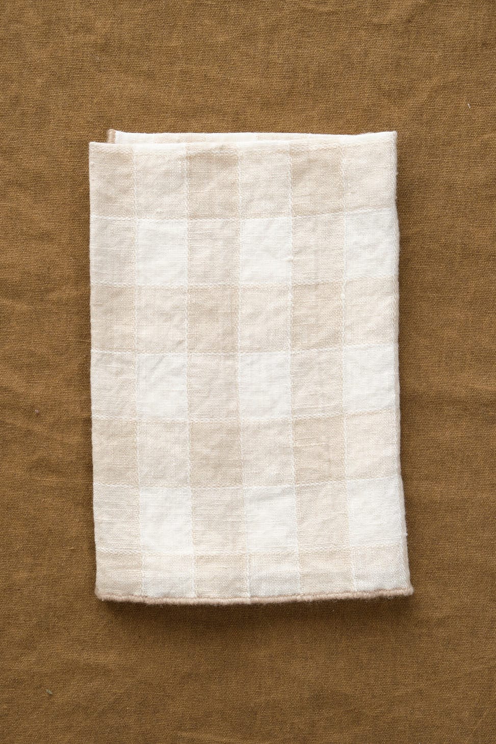 Maison De Vacances Home Kitchen Napkins Canvas Vintage Vichy Napkin Creme / 17" X 17"