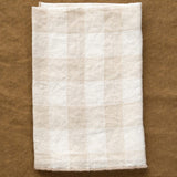 Maison De Vacances Home Kitchen Napkins Canvas Vintage Vichy Napkin Creme / 17" X 17"