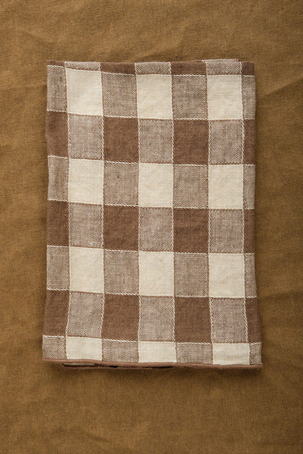 Maison De Vacances Home Kitchen Napkins Canvas Vintage Vichy Napkin Noisette / 17" X 17"