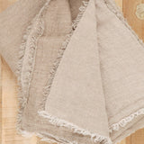 Maison De Vacances Home Throws Crumpled Washed Linen Vice Versa Fringed Throw in Taupe Taupe/Ciment / 55" L X 98.5" W