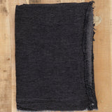 Maison De Vacances Home Throws Crumpled Washed Linen Vice Versa Fringed Throw in Charbon Charbon/Anthracite / 55" L X 98.5" W