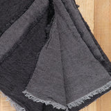 Maison De Vacances Home Throws Crumpled Washed Linen Vice Versa Fringed Throw in Charbon Charbon/Anthracite / 55" L X 98.5" W