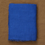 Maison De Vacances Home Throws Crumpled Washed Linen Vice Versa Fringed Throw in Cobalt Cobalt/Indigo / 55" x 98.5"