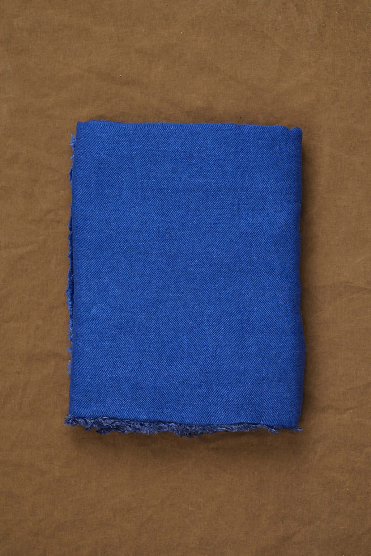 Maison De Vacances Home Throws Crumpled Washed Linen Vice Versa Fringed Throw in Cobalt Cobalt/Indigo / 55" x 98.5"