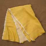 Maison De Vacances Home Throws Crumpled Washed Linen Vice Versa Fringed Throw in Ocre Ocre/Givre / 55" x 98.5"