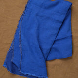 Maison De Vacances Home Throws Crumpled Washed Linen Vice Versa Fringed Throw in Cobalt Cobalt/Indigo / 55" x 98.5"