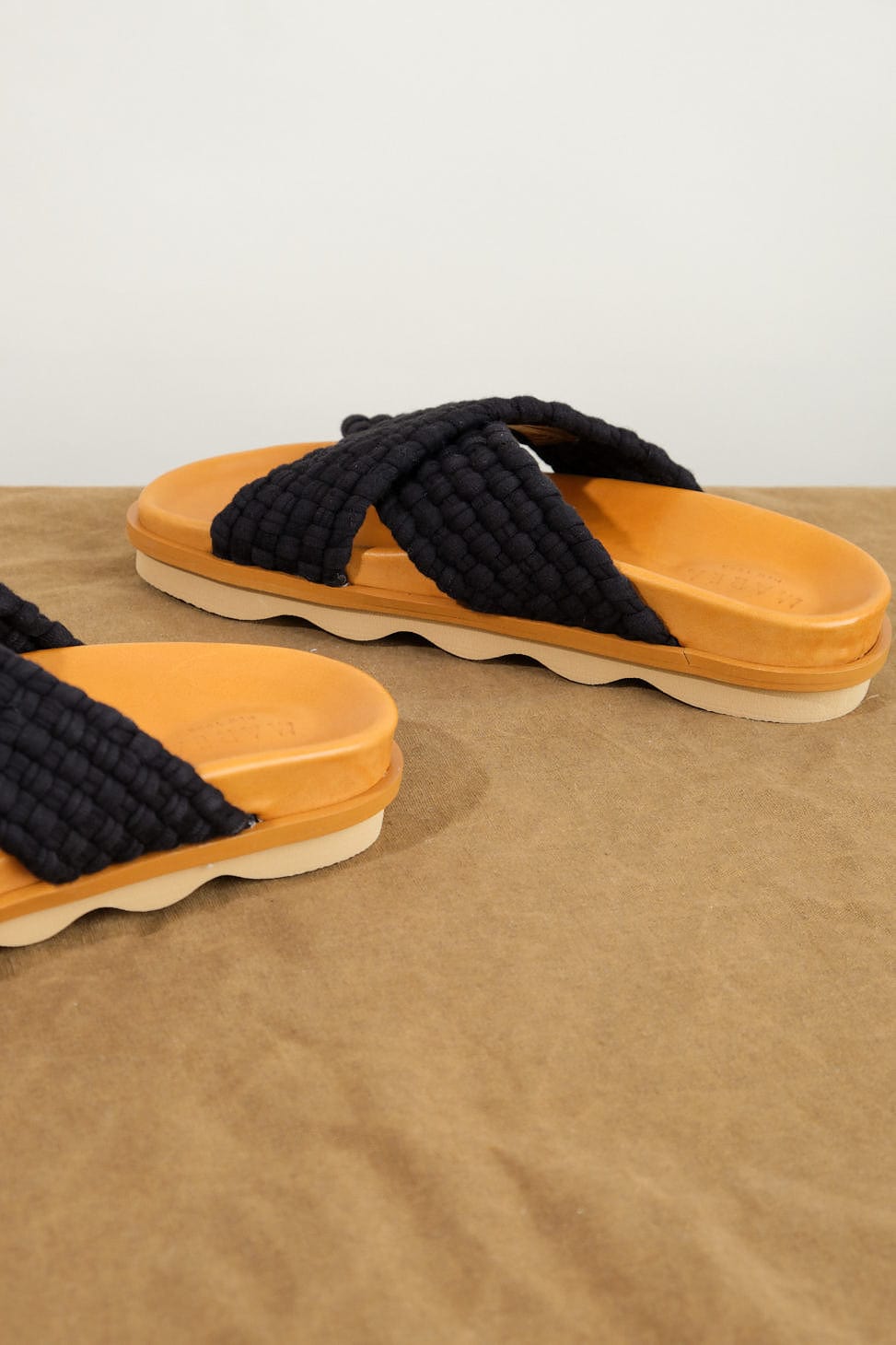 Sole on Crossover Wave Sole Sandal in Black/Mustard