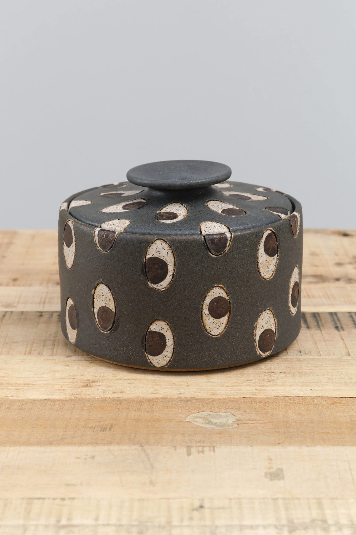 Matthew Ward Studio Art Ceramics Eyes Jar Blue