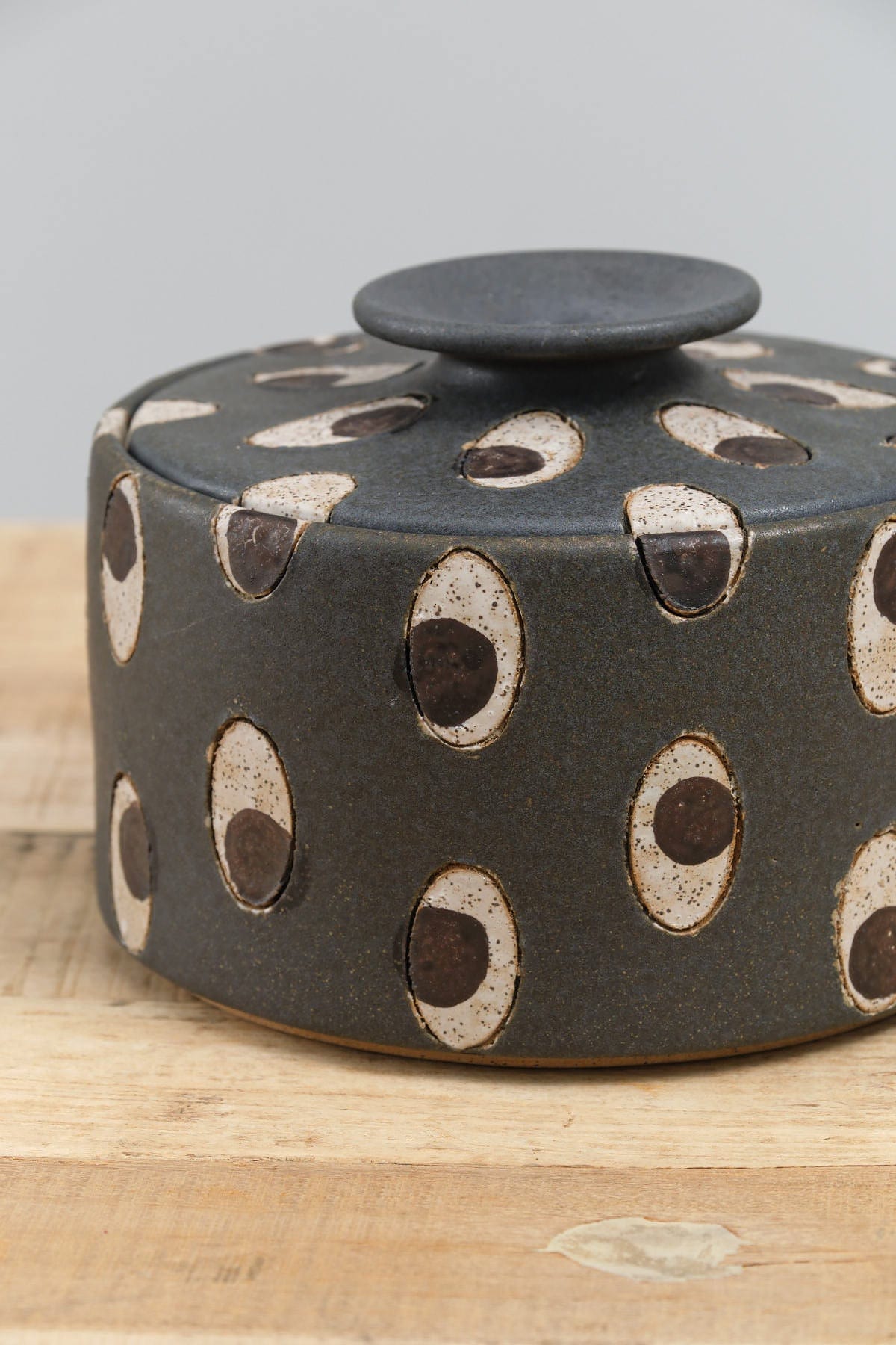 Matthew Ward Studio Art Ceramics Eyes Jar Blue
