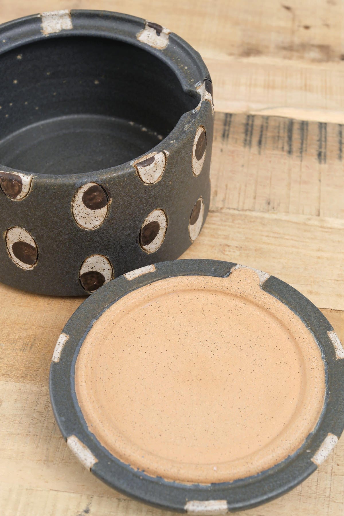 Matthew Ward Studio Art Ceramics Eyes Jar Blue