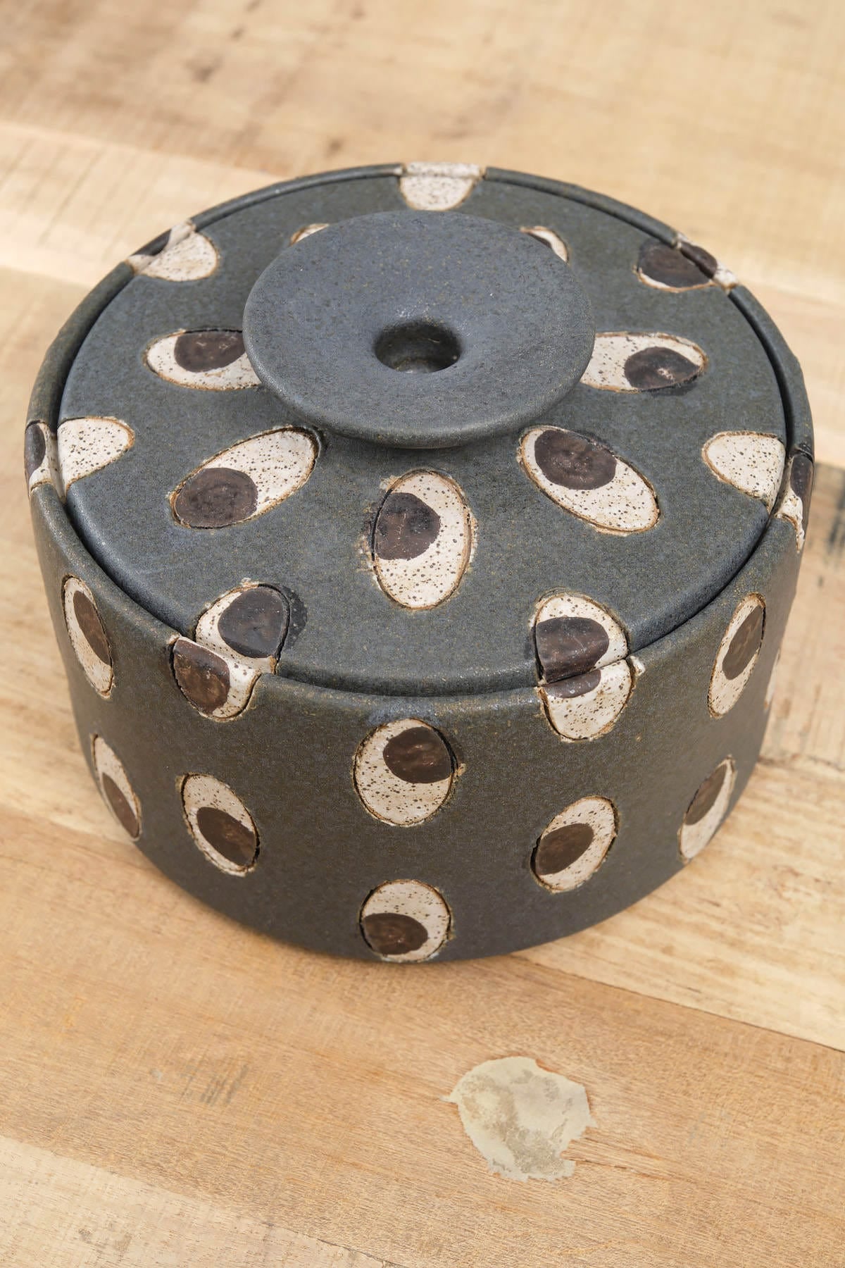 Matthew Ward Studio Art Ceramics Eyes Jar Blue