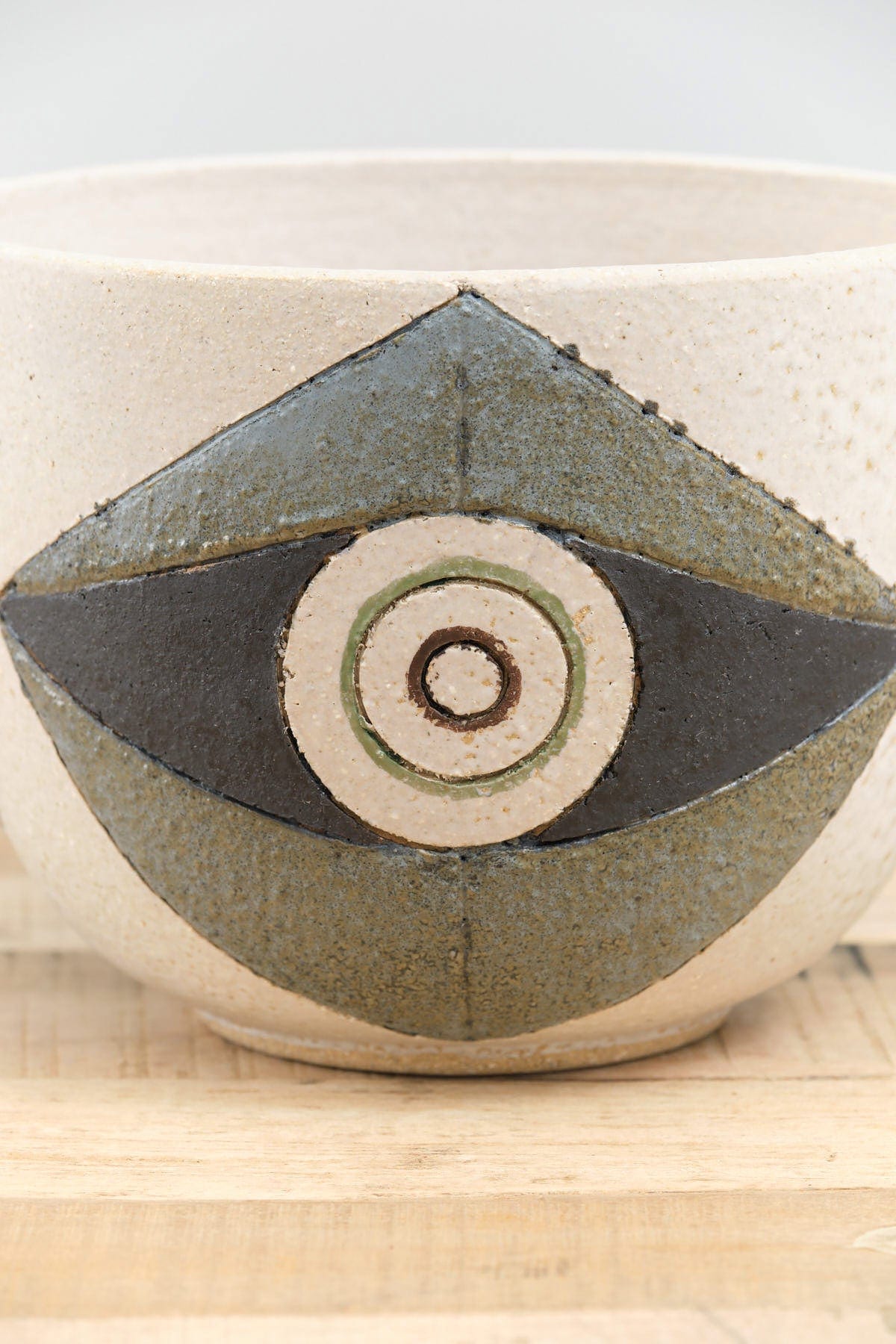 Matthew Ward Studio Art Ceramics Tall Mask Bowl White
