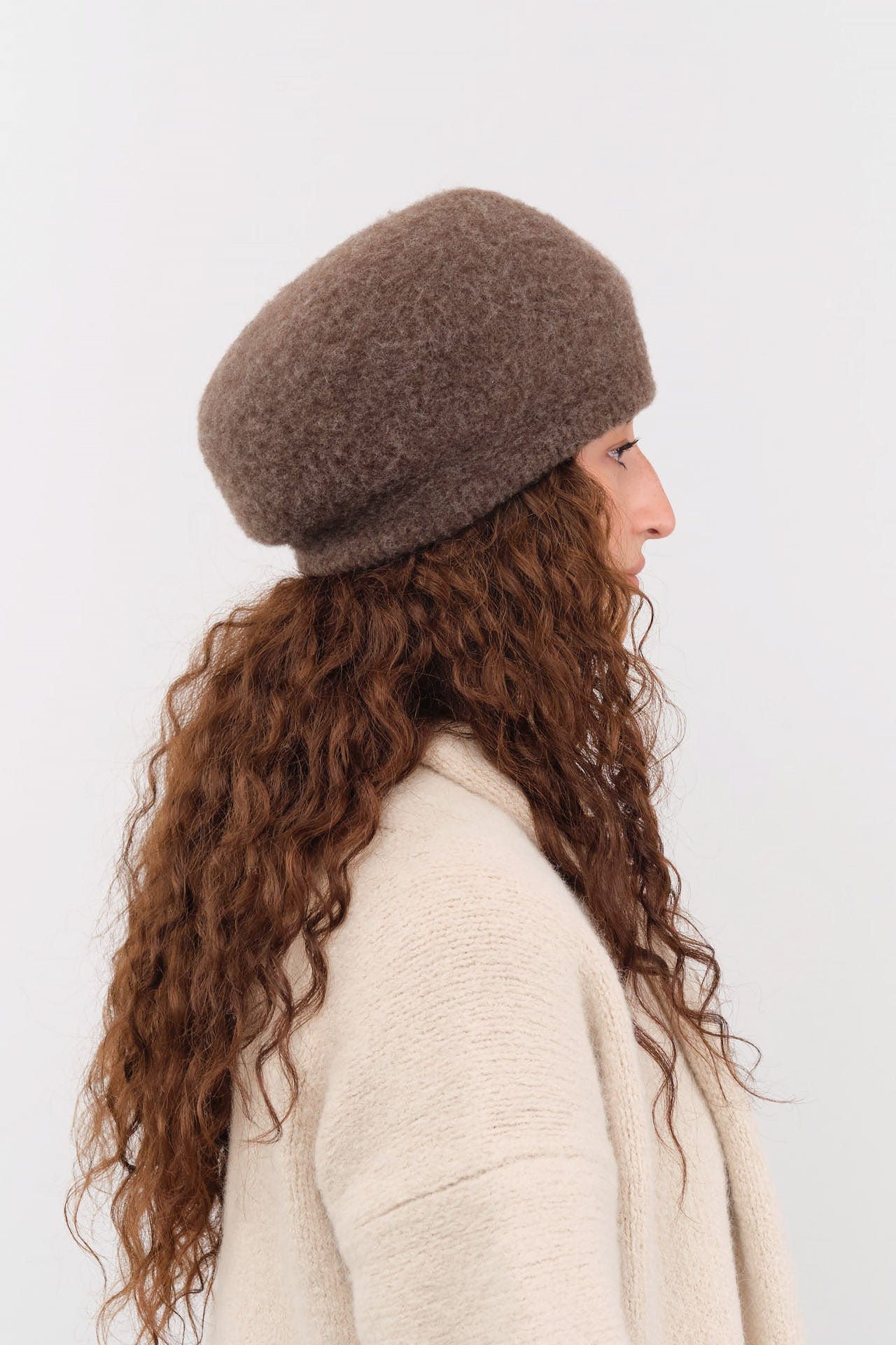 Mature Ha. Accessories Hats Black Merino Wool Beret Dark Brown / One Size