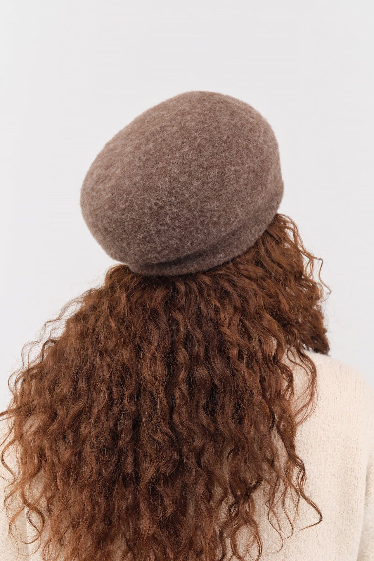 Mature Ha. Accessories Hats Black Merino Wool Beret Dark Brown / One Size
