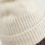 Close up detailing on Knit Cap in Natural