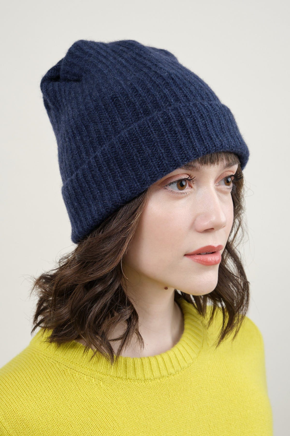 Pleats Knit Cap in Indigo