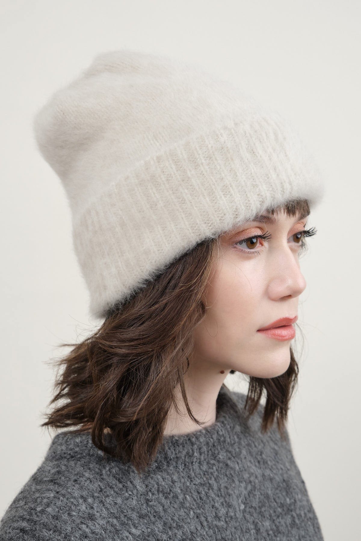 Pleats Knit Cap in Natural