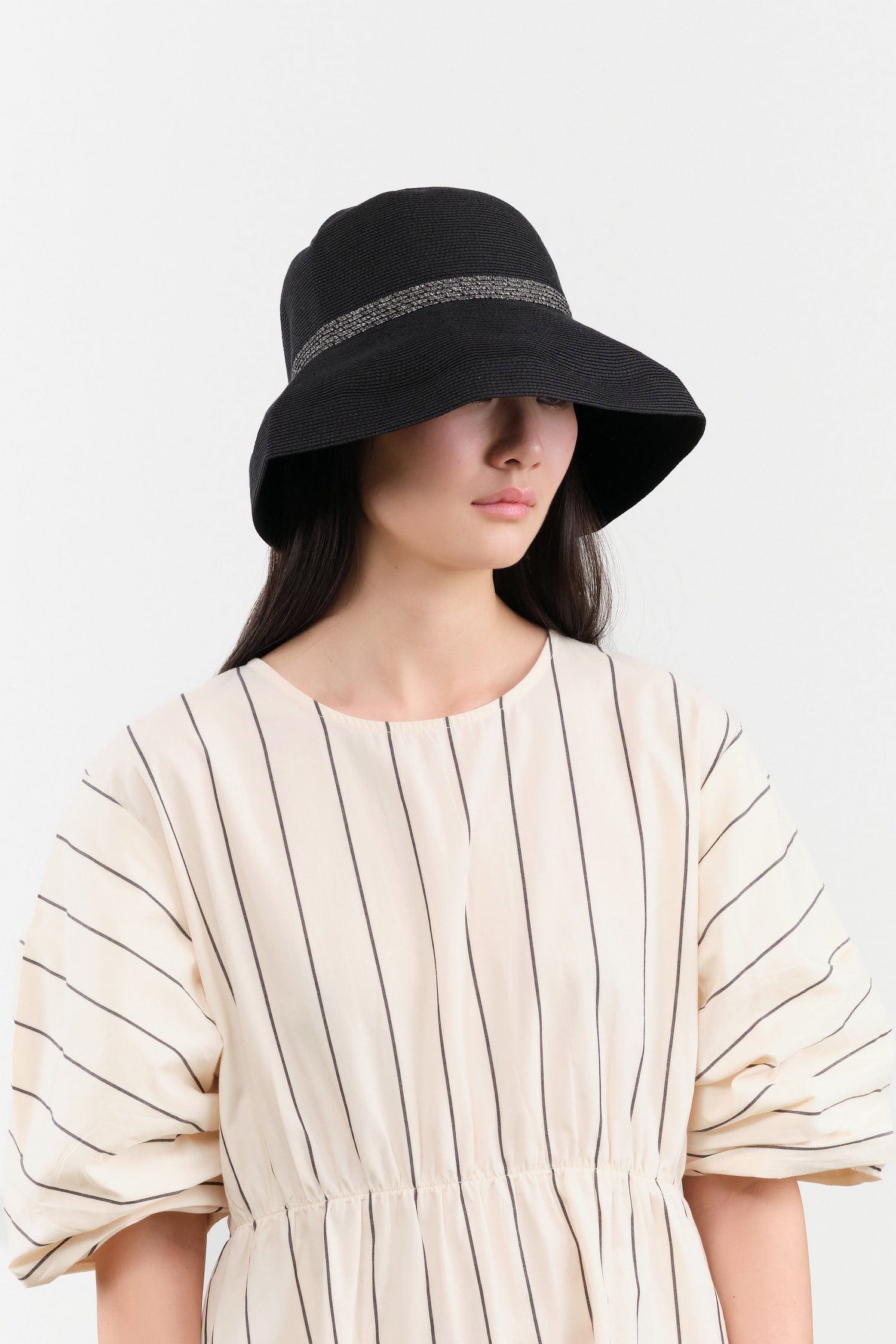 Mature Ha. Accessories Hats Waterproof Paper Braid Switch Wide Hat in Black Black