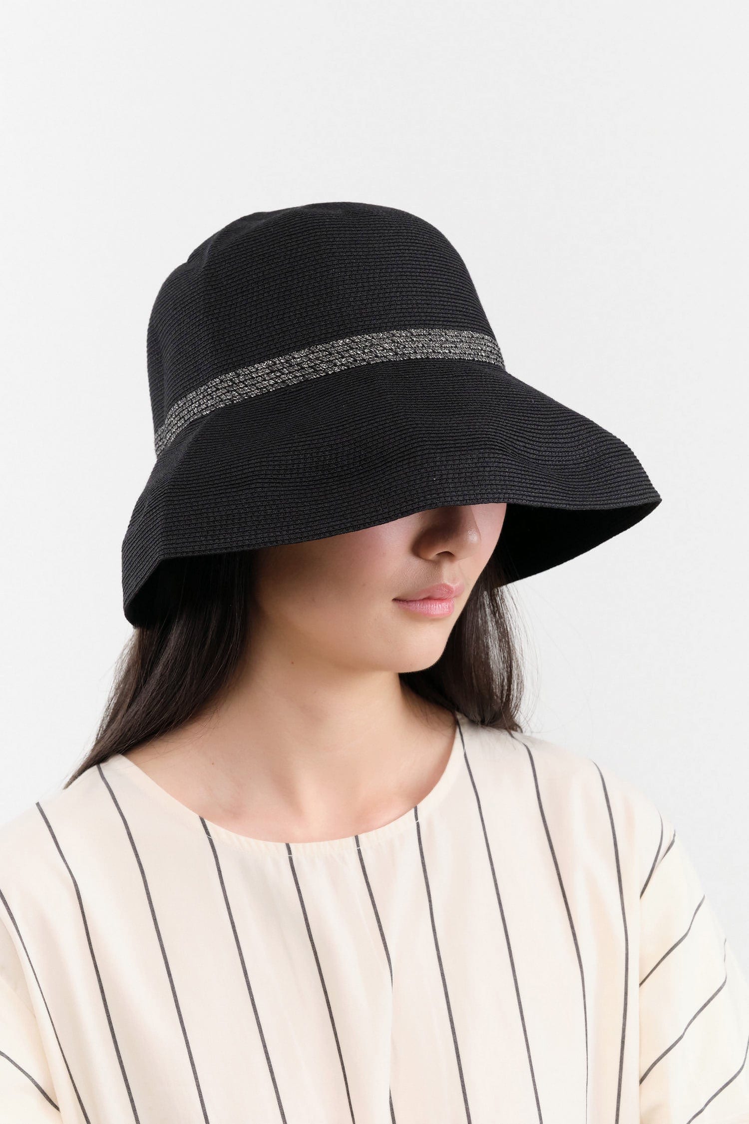 Mature Ha. Accessories Hats Waterproof Paper Braid Switch Wide Hat in Black Black