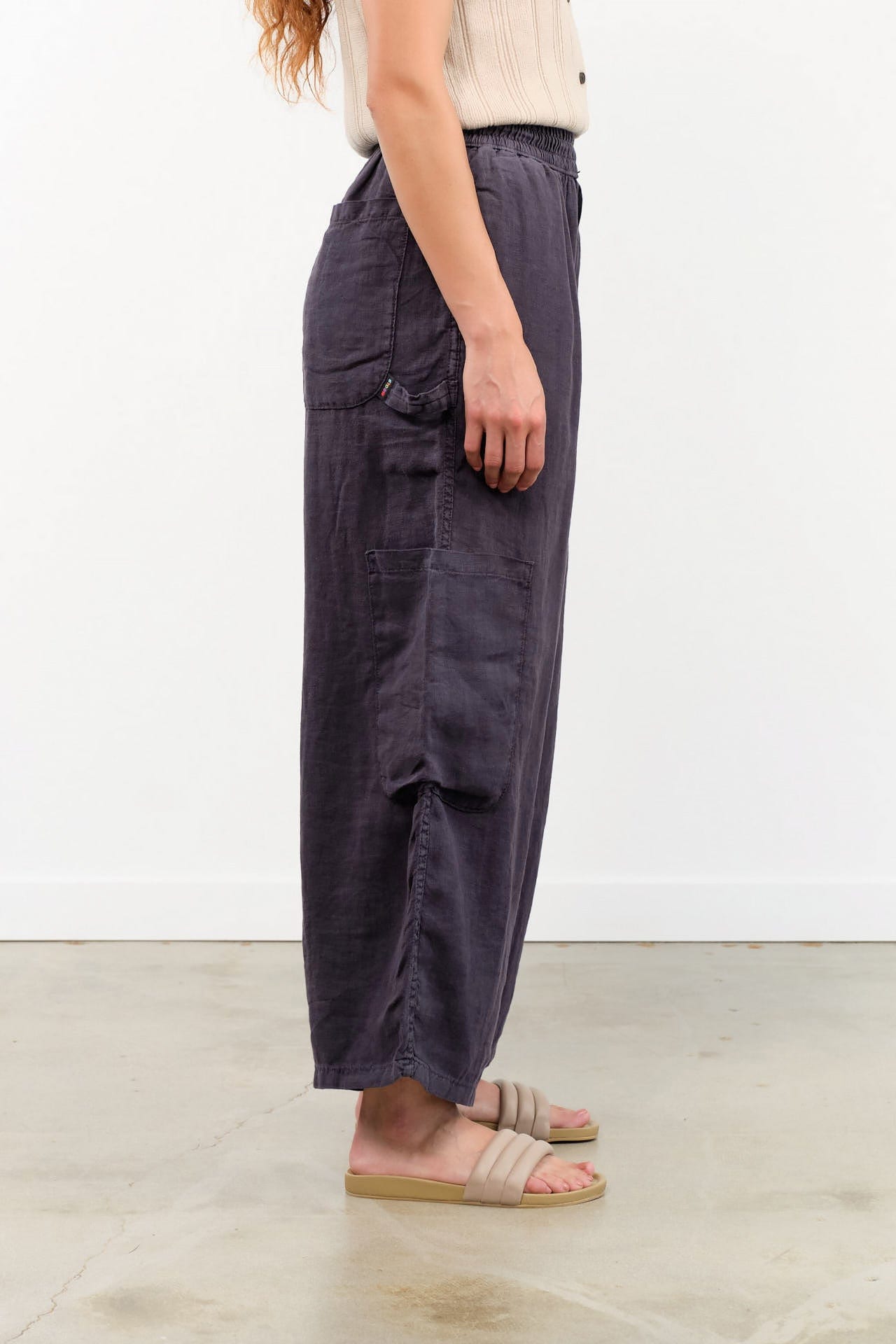 MEALS Apparel Womens Pants Linen Chef Pant in Black Sesame