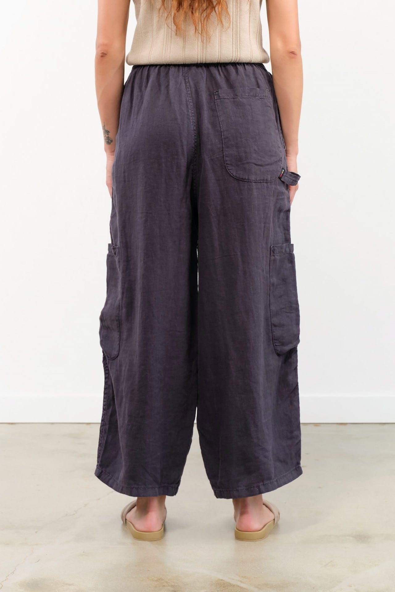 MEALS Apparel Womens Pants Linen Chef Pant in Black Sesame
