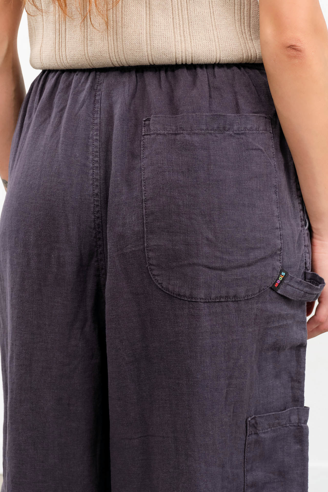 MEALS Apparel Womens Pants Linen Chef Pant in Black Sesame