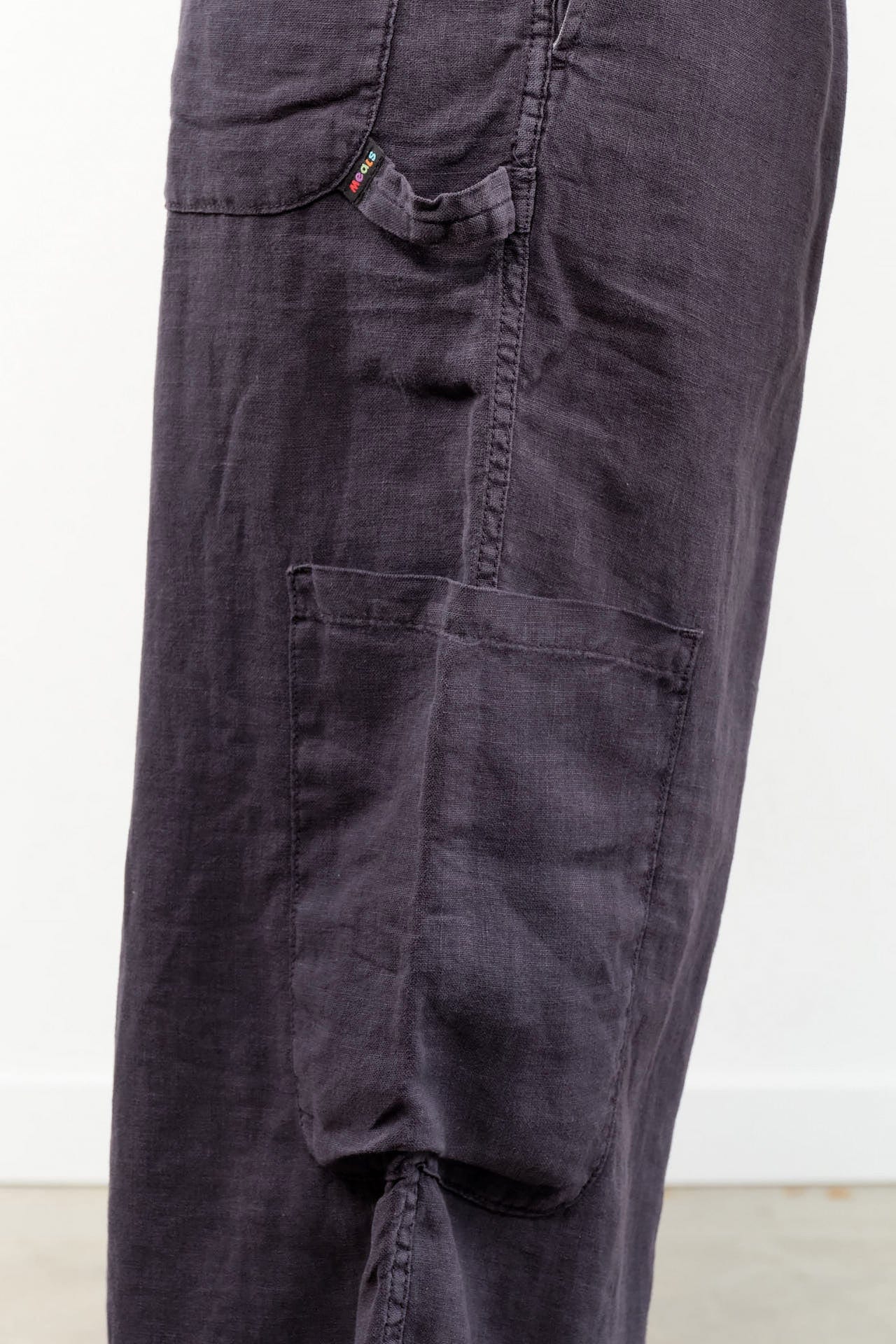 MEALS Apparel Womens Pants Linen Chef Pant in Black Sesame