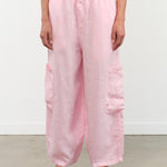 MEALS Apparel Womens Pants Linen Chef Pant in Bubblegum